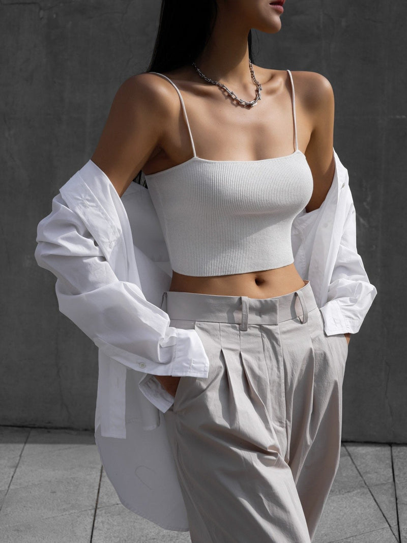 SHOULDER STRAP CROPPED KNIT