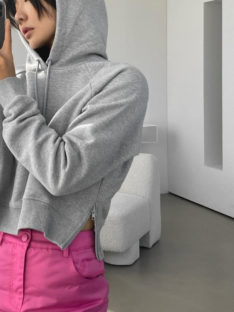 CROPPED HOODIE WITH SIDE ZIP