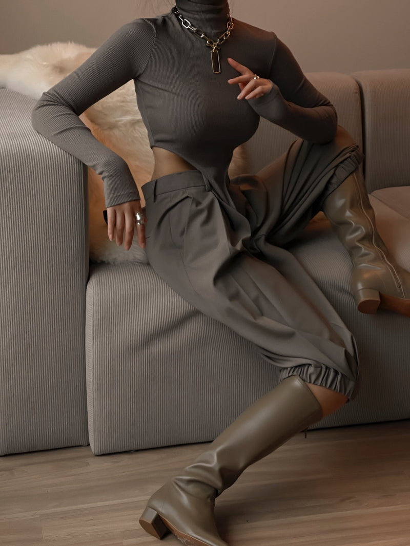TURTLENECK RIBBED BODY SUIT