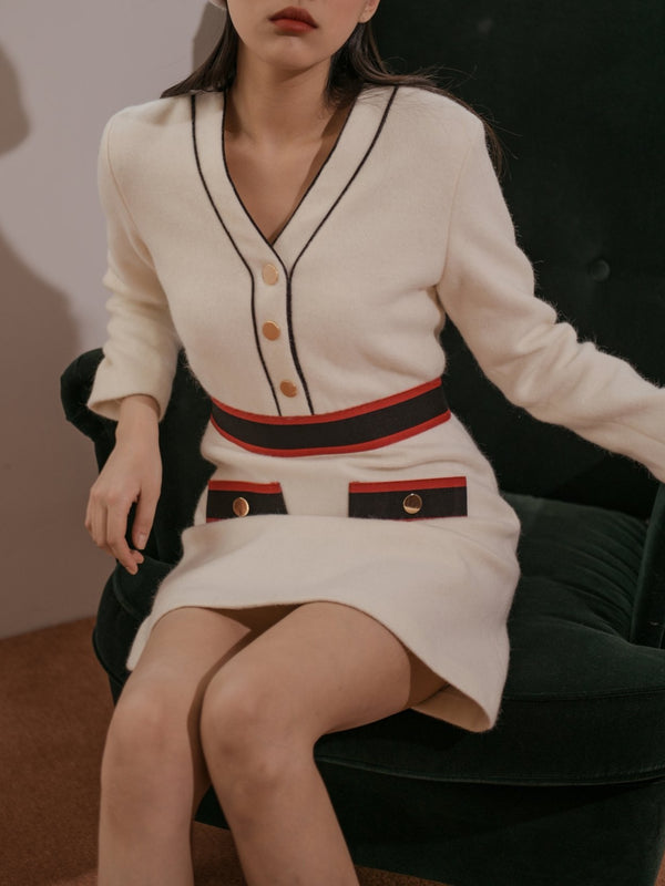 CONTRAST WOOLEN DRESS