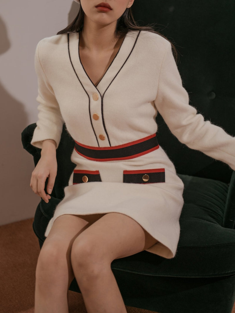 CONTRAST WOOLEN DRESS