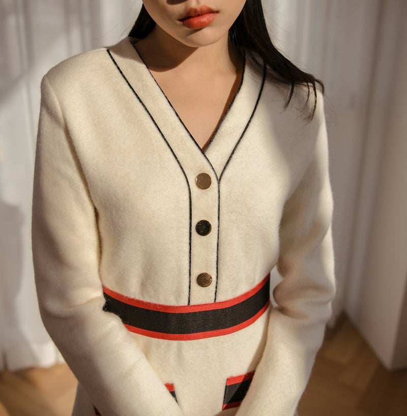 CONTRAST WOOLEN DRESS