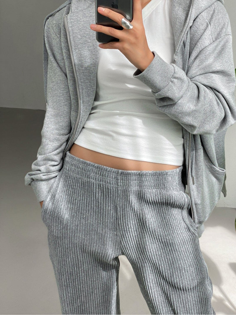 ZIP UP UNBALANCED COTTON HOODIE