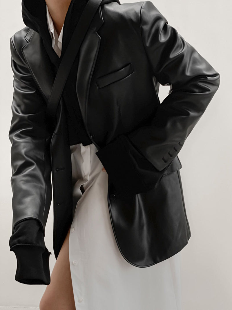 Oversized vegan leather jacket deals