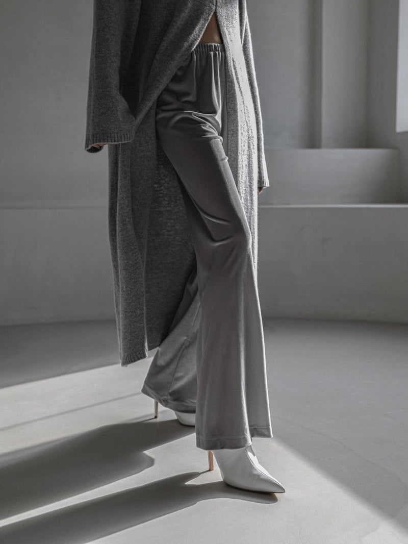 BANDED WIDE LEG VELVET PANTS
