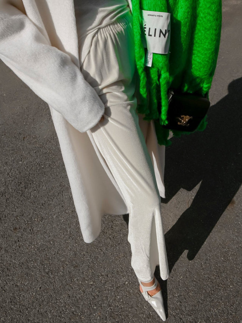BANDED WIDE LEG VELVET PANTS