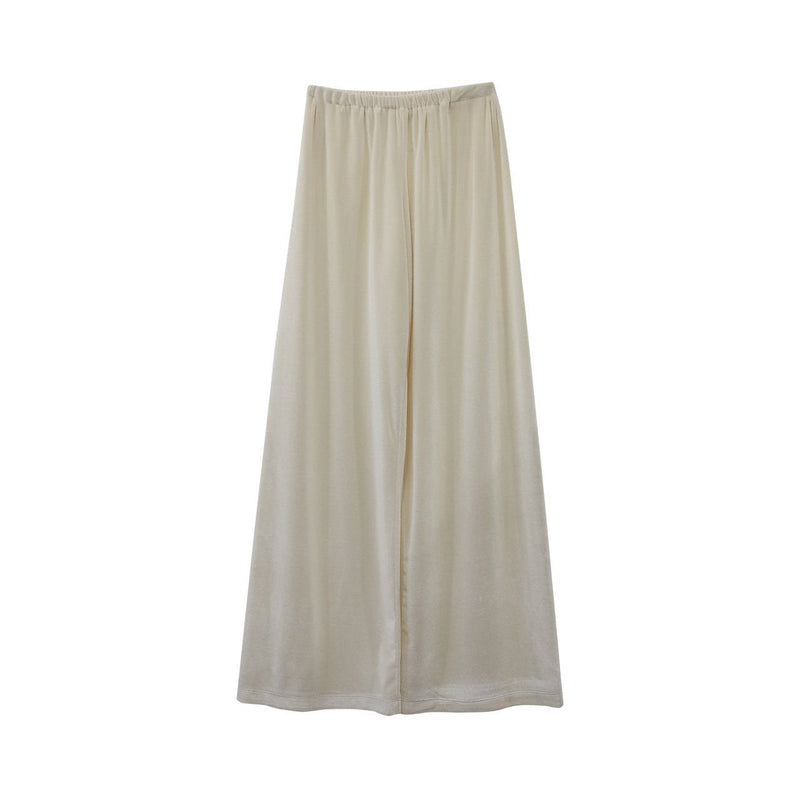 BANDED WIDE LEG VELVET PANTS