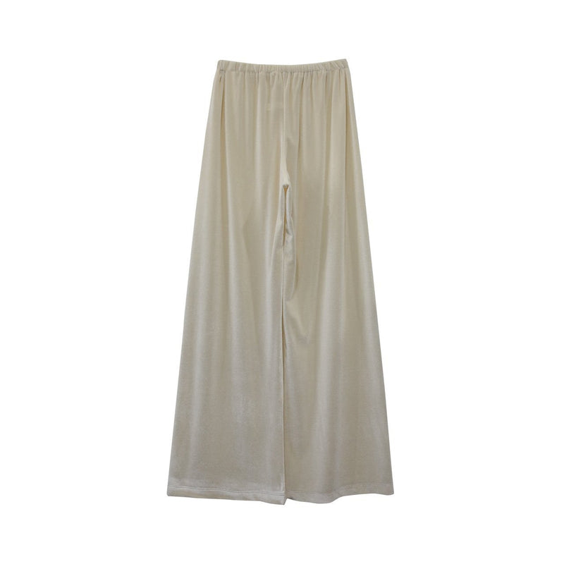 BANDED WIDE LEG VELVET PANTS