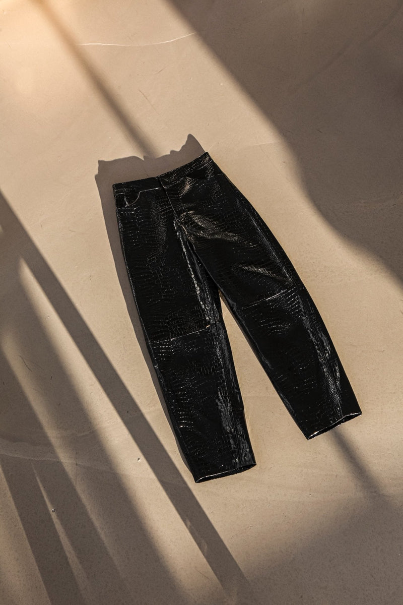 CROC LEATHER VOLUME TROUSERS
